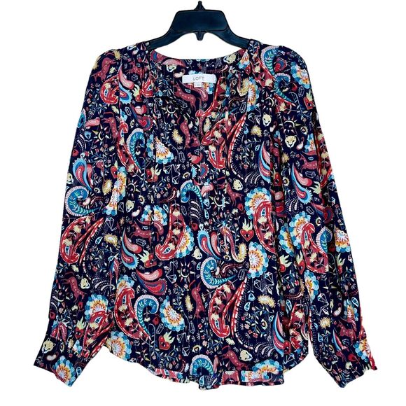 Paisley Long Sleeve V-Neck Blouse Animal Print Mystical - Picture 3 of 12